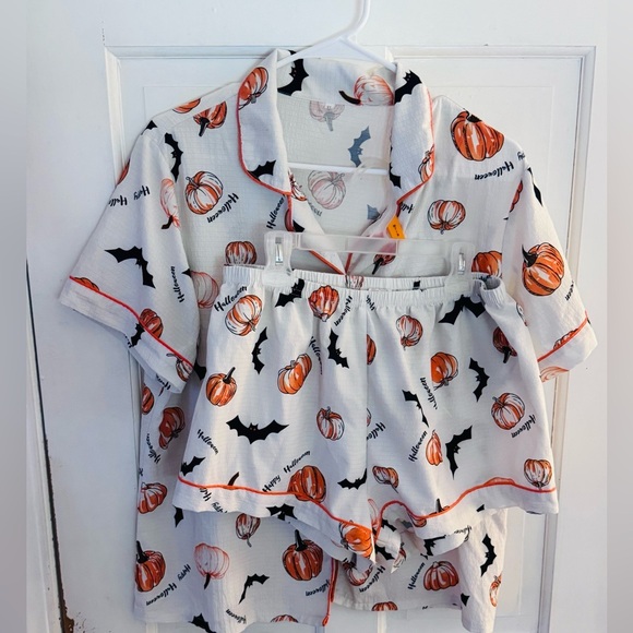 Kids Halloween Pajama Set - White and Orange - Picture 3 of 9